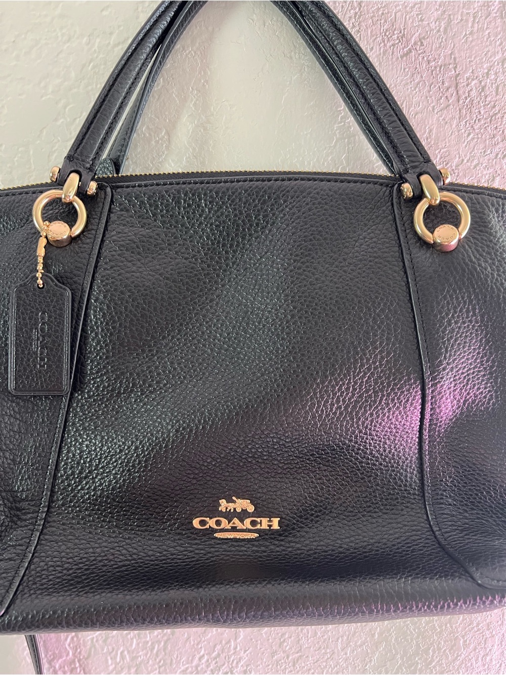 Coach Black Leather Tote with Gold Hardware Kelsey satchel - Picture 5 of 6